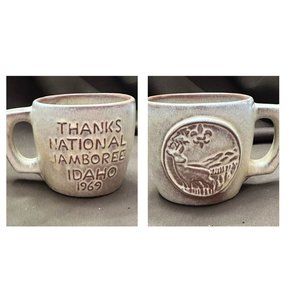 Frankoma Pottery Boy Scout Deer National Jamboree Mug 1969‎ Idaho Brown Cream